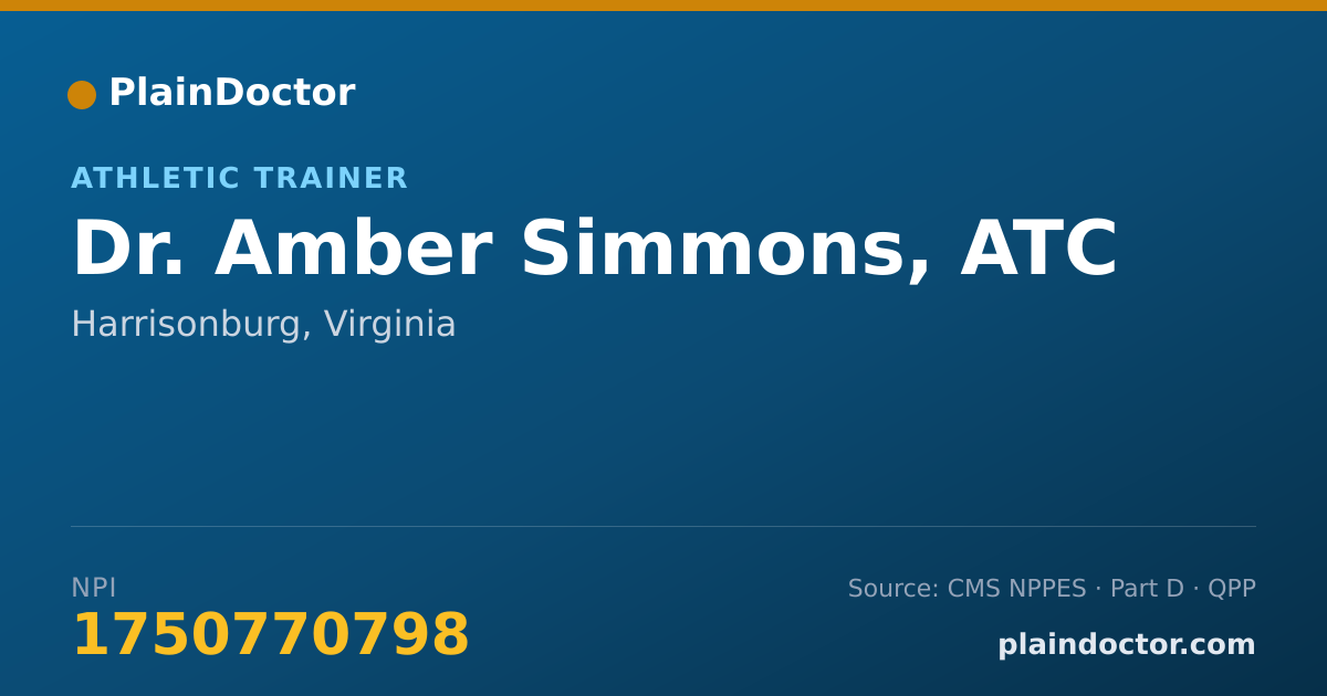 Shareable card for Amber Simmons, ATC - Athletic Trainer, Harrisonburg, VA