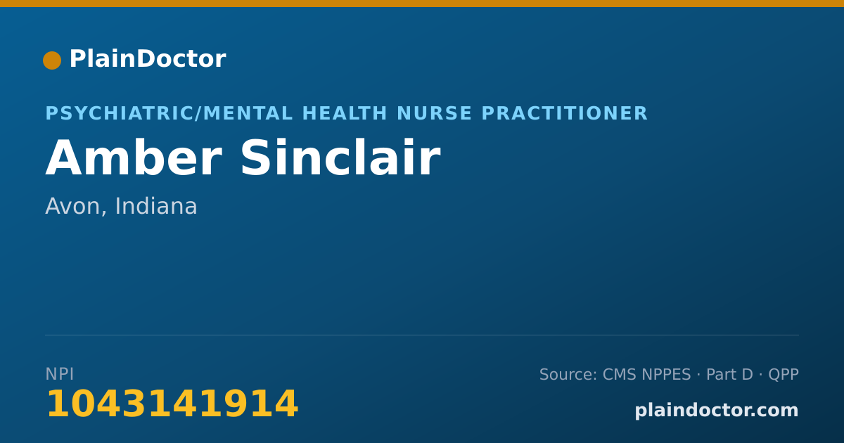 Shareable card for Amber Sinclair - Psychiatric/Mental Health Nurse Practitioner, Avon, IN