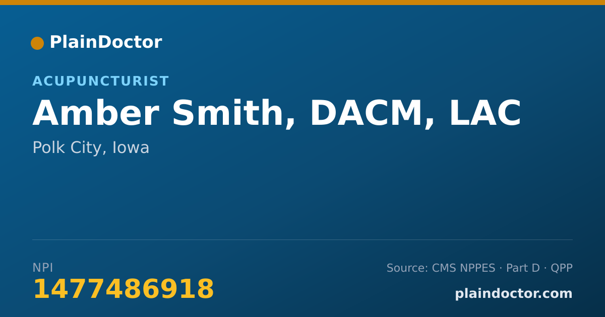 Shareable card for Amber Smith, DACM, LAC - Acupuncturist, Polk City, IA