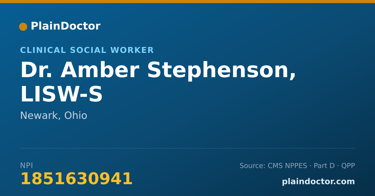 Shareable card for Amber Stephenson, LISW-S - Clinical Social Worker, Newark, OH