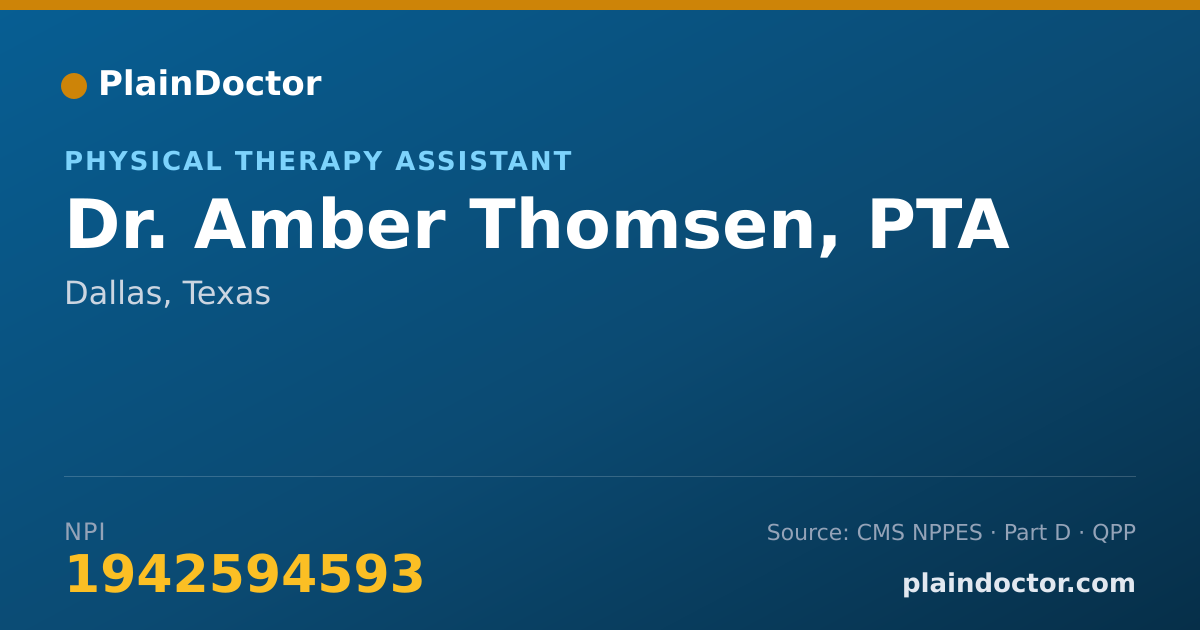 Shareable card for Amber Thomsen, PTA - Physical Therapy Assistant, Dallas, TX