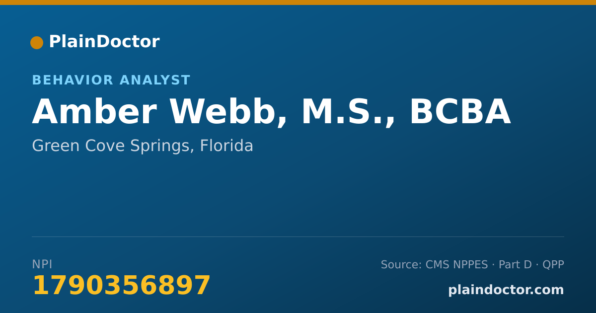 Shareable card for Amber Webb, M.S., BCBA - Behavior Technician, Green Cove Springs, FL