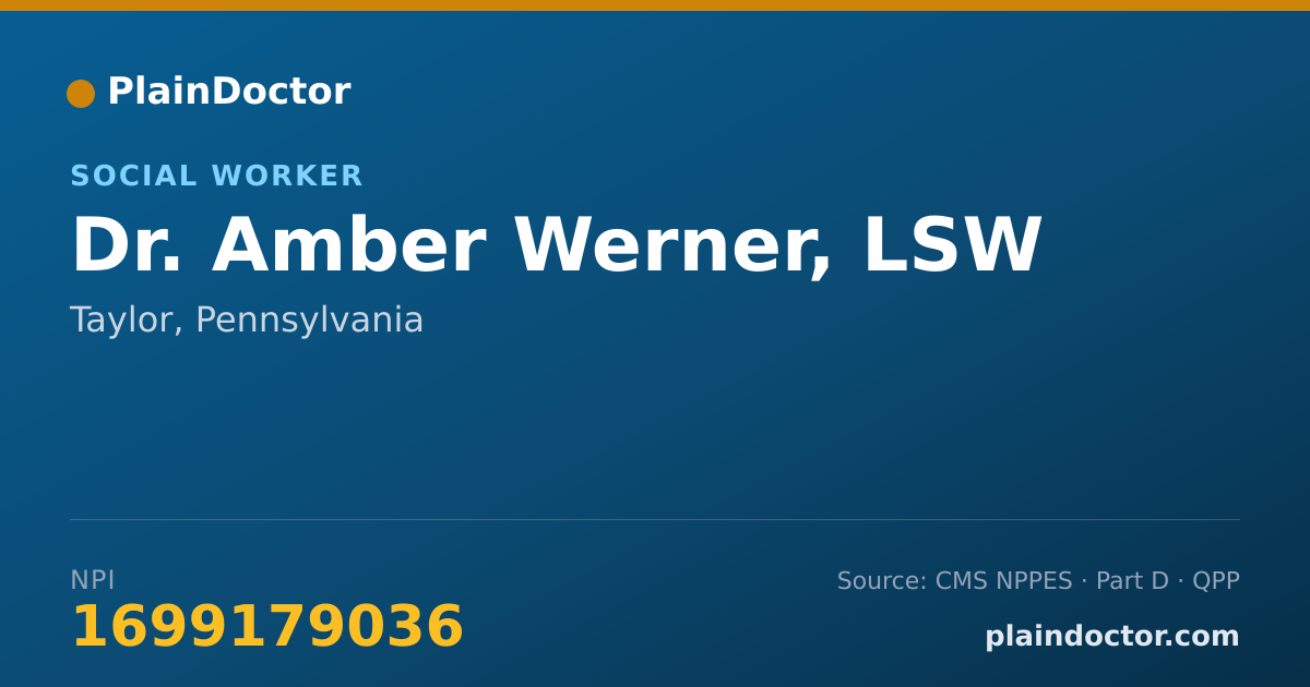 Shareable card for Amber Werner, LSW - Social Worker, Taylor, PA