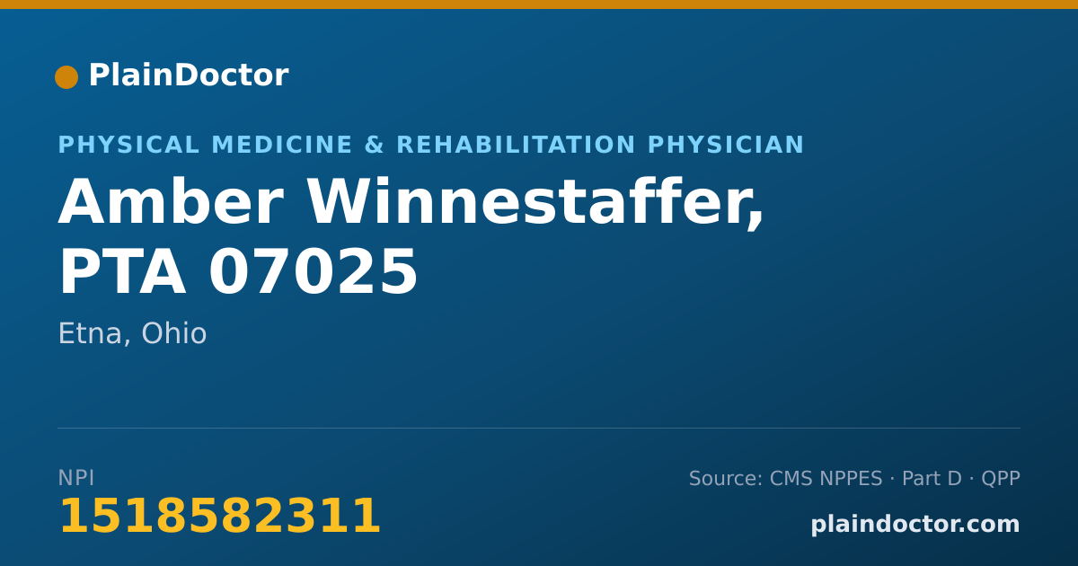 Shareable card for Amber Winnestaffer, PTA 07025 - Physical Medicine & Rehabilitation Physician, Etna, OH
