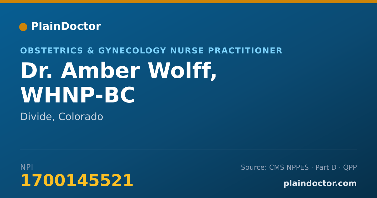 Shareable card for Amber Wolff, WHNP-BC - Obstetrics & Gynecology Nurse Practitioner, Divide, CO