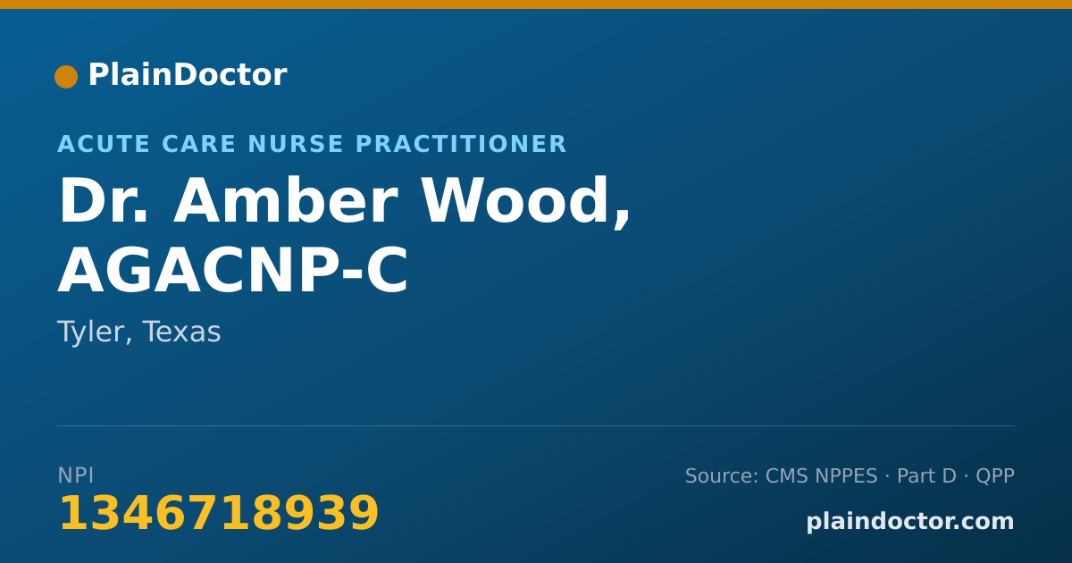 Shareable card for Amber Wood, AGACNP-C - Acute Care Nurse Practitioner, Tyler, TX