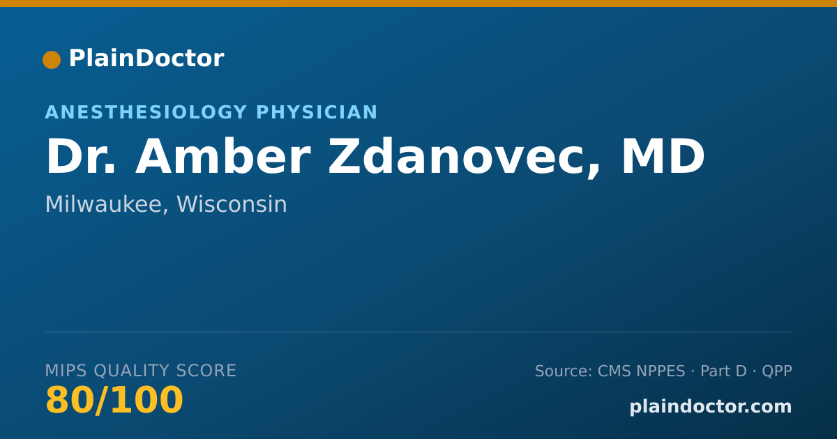 Shareable card for Amber Zdanovec, MD - Anesthesiology Physician, Milwaukee, WI