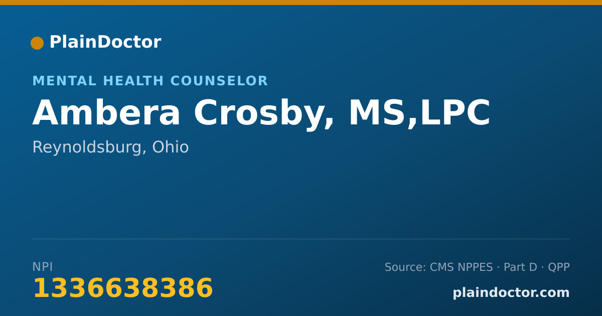 Shareable card for Ambera Crosby, MS,LPC - Mental Health Counselor, Reynoldsburg, OH