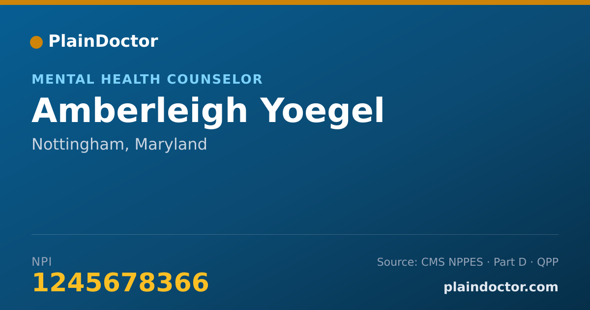 Shareable card for Amberleigh Yoegel - Mental Health Counselor, Nottingham, MD