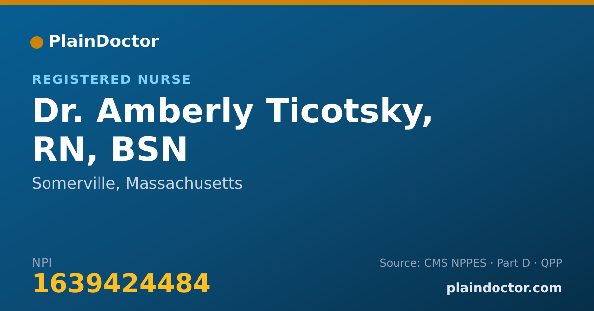 Shareable card for Amberly Ticotsky, RN, BSN - Registered Nurse, Somerville, MA