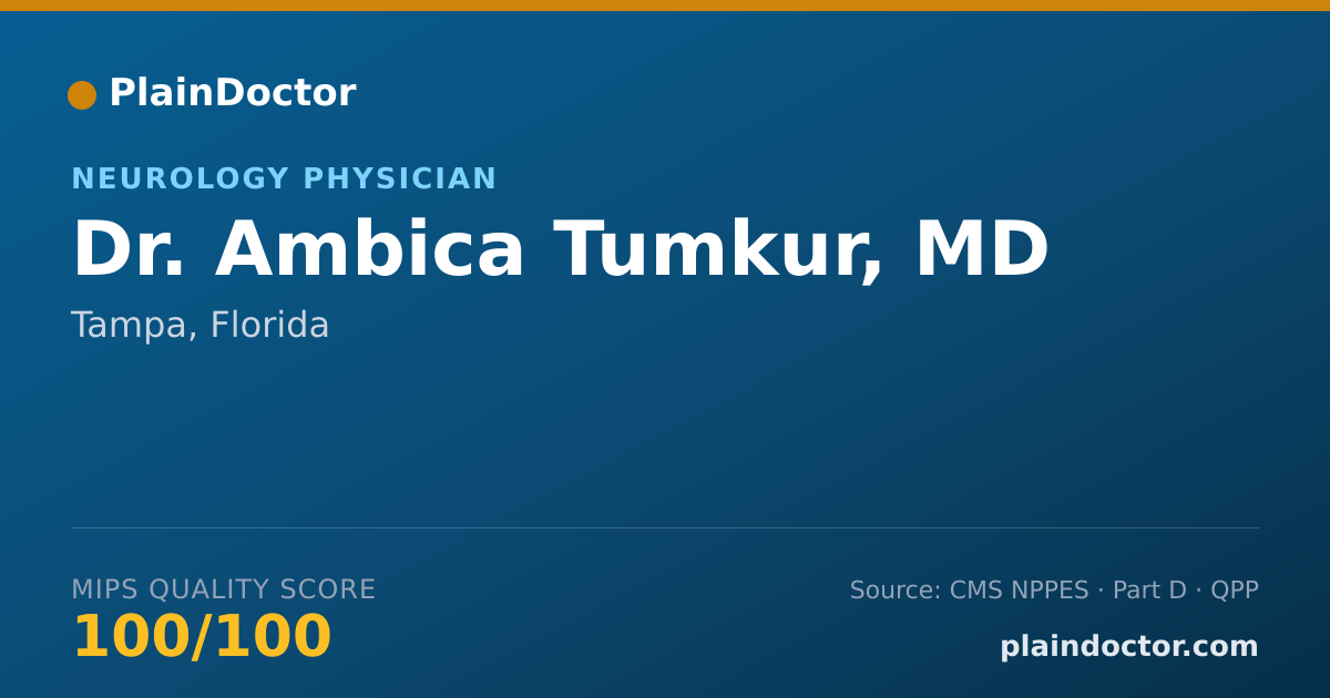 Shareable card for Ambica Tumkur, MD - Neurology Physician, Tampa, FL