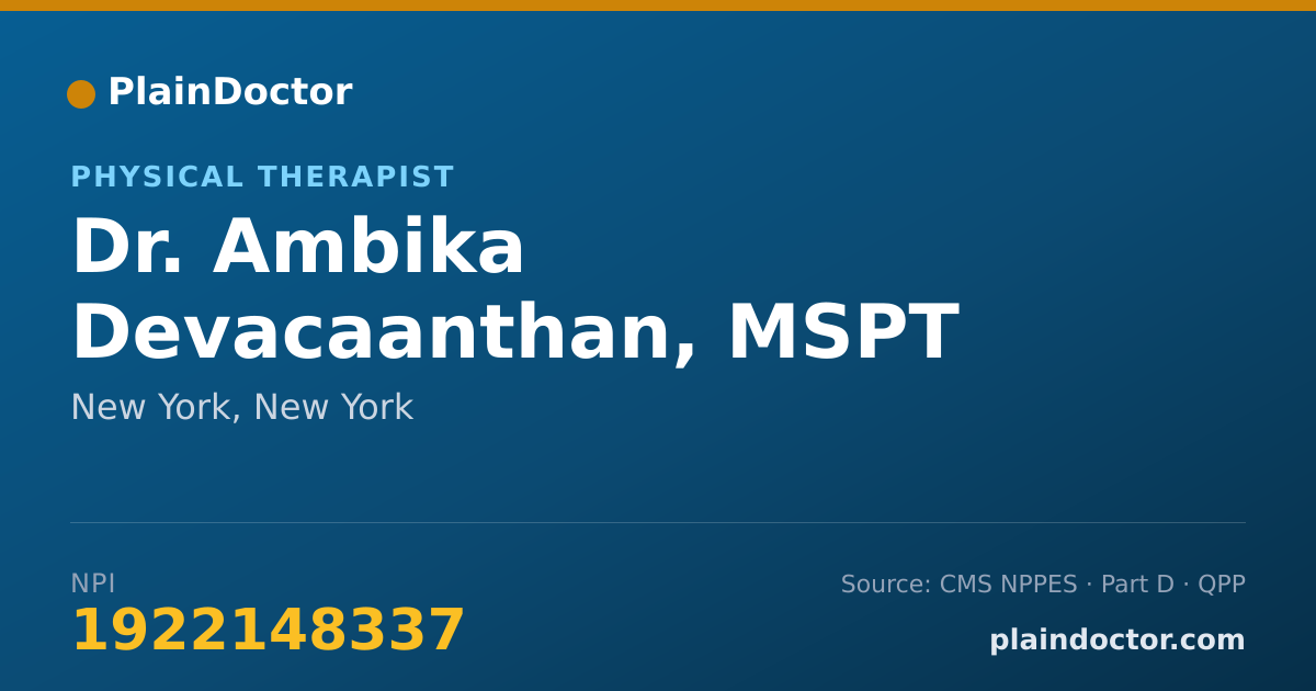 Shareable card for Ambika Devacaanthan, MSPT - Physical Therapist, New York, NY