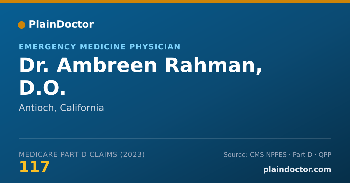Shareable card for Ambreen Rahman, D.O. - Emergency Medicine Physician, Antioch, CA