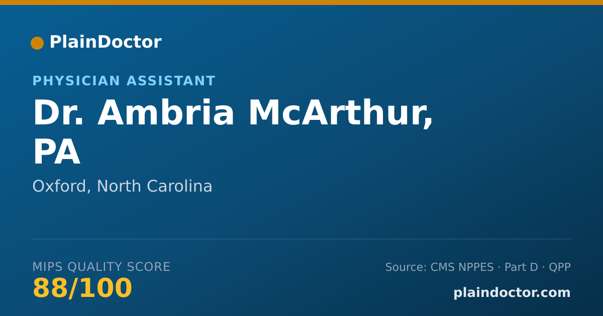 Shareable card for Ambria McArthur, PA - Physician Assistant, Oxford, NC