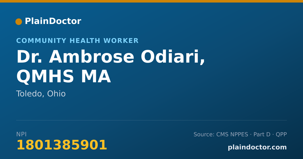 Shareable card for Ambrose Odiari, QMHS MA - Community Health Worker, Toledo, OH