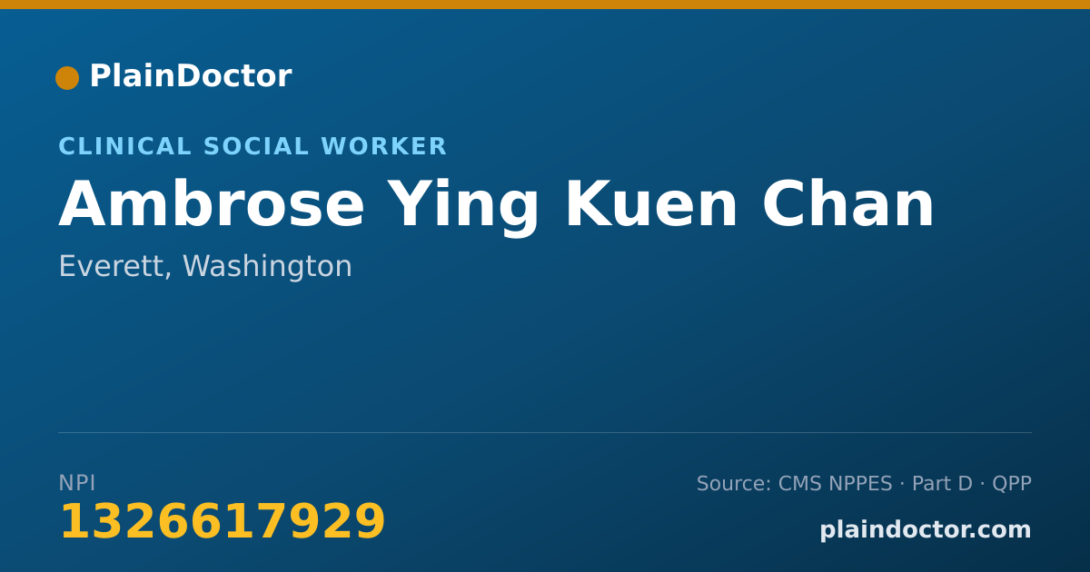 Shareable card for Ambrose Ying Kuen Chan - Clinical Social Worker, Everett, WA