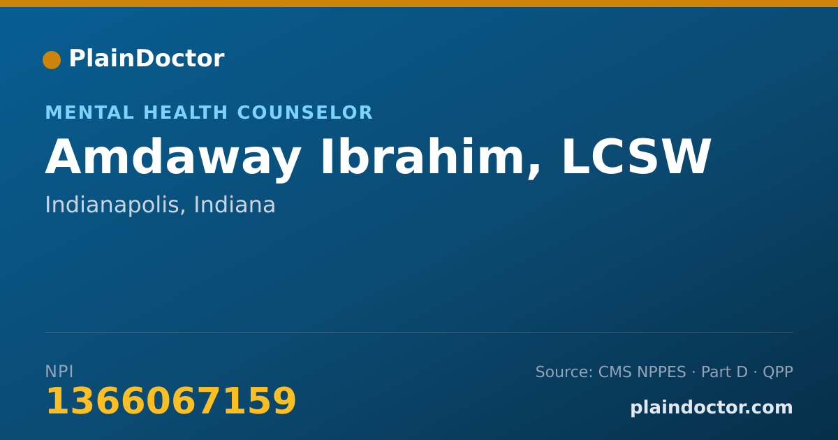 Shareable card for Amdaway Ibrahim, LCSW - Mental Health Counselor, Indianapolis, IN