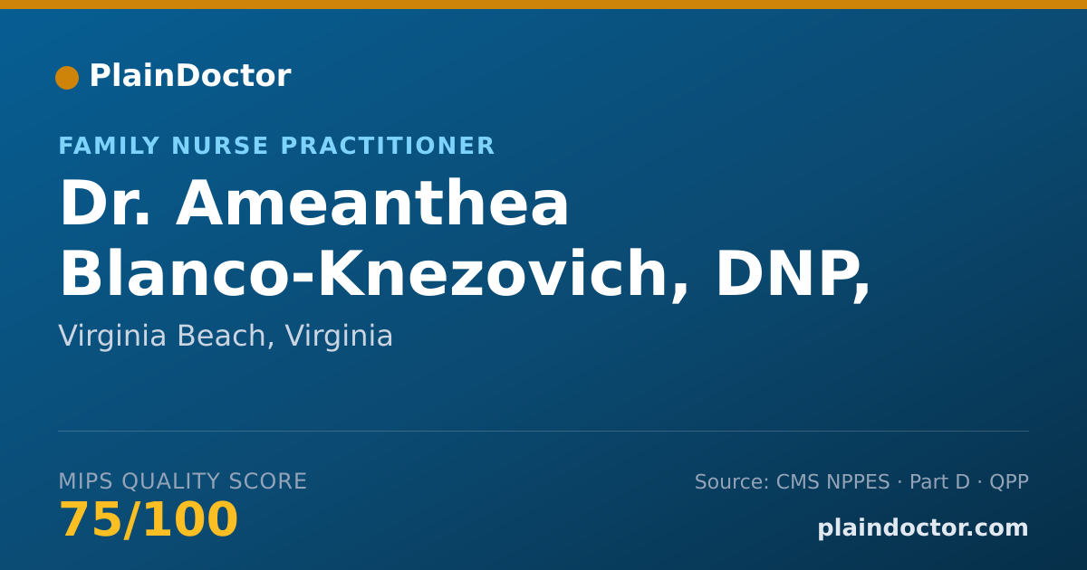 Shareable card for Ameanthea Blanco-Knezovich, DNP, FNP - Family Nurse Practitioner, Virginia Beach, VA
