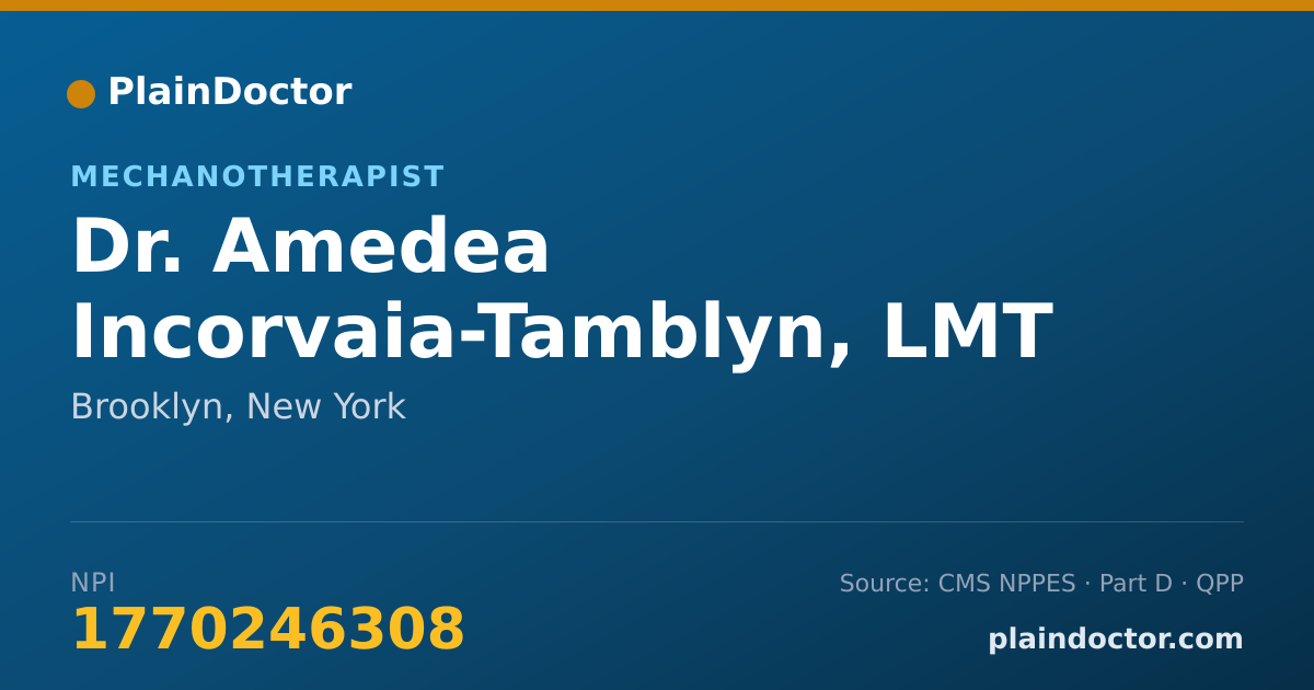 Shareable card for Amedea Incorvaia-Tamblyn, LMT - Mechanotherapist, Brooklyn, NY