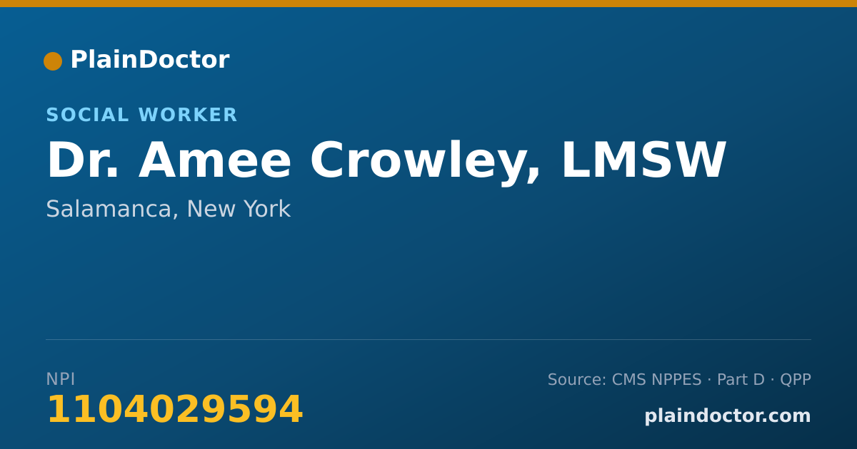 Shareable card for Amee Crowley, LMSW - Social Worker, Salamanca, NY