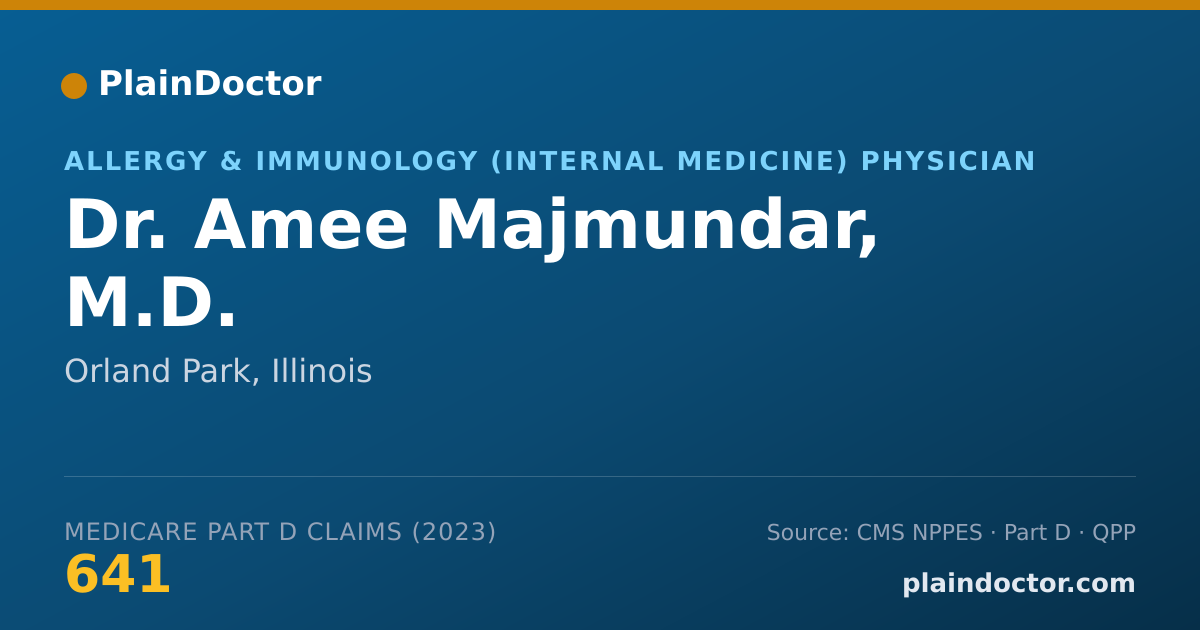 Shareable card for Amee Majmundar, M.D. - Allergy & Immunology (Internal Medicine) Physician, Orland Park, IL