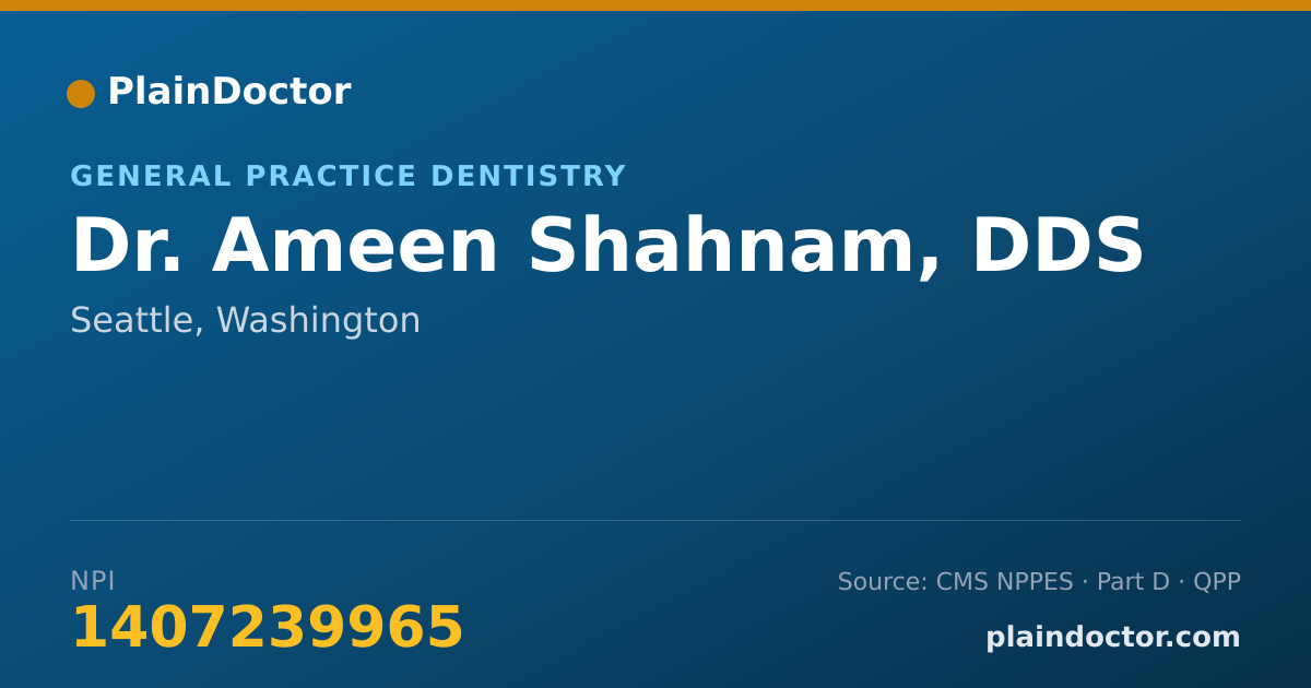 Shareable card for Ameen Shahnam, DDS - General Practice Dentistry, Seattle, WA