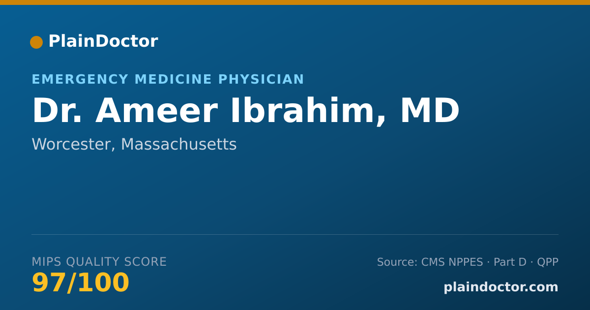 Shareable card for Ameer Ibrahim, MD - Emergency Medicine Physician, Worcester, MA