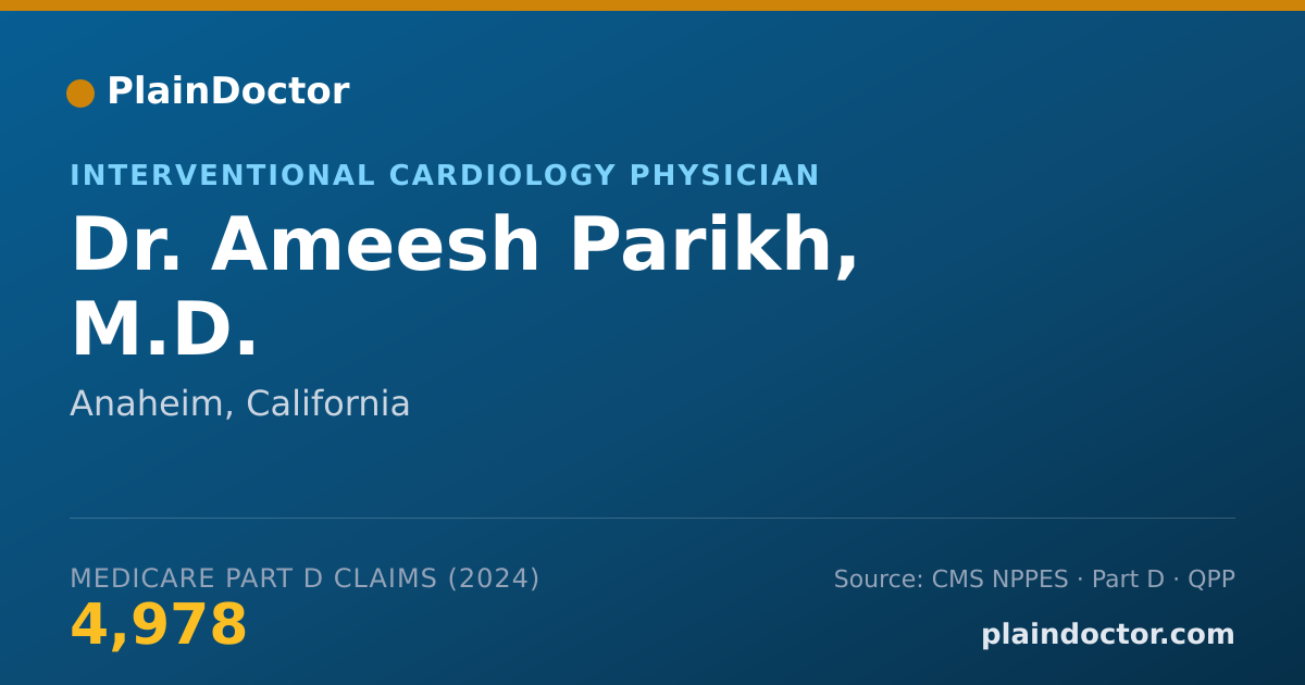 Shareable card for Ameesh Parikh, M.D. - Cardiovascular Disease Physician, Anaheim, CA