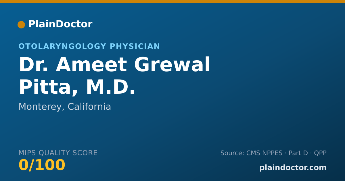Shareable card for Ameet Grewal Pitta, M.D. - Otolaryngology Physician, Monterey, CA