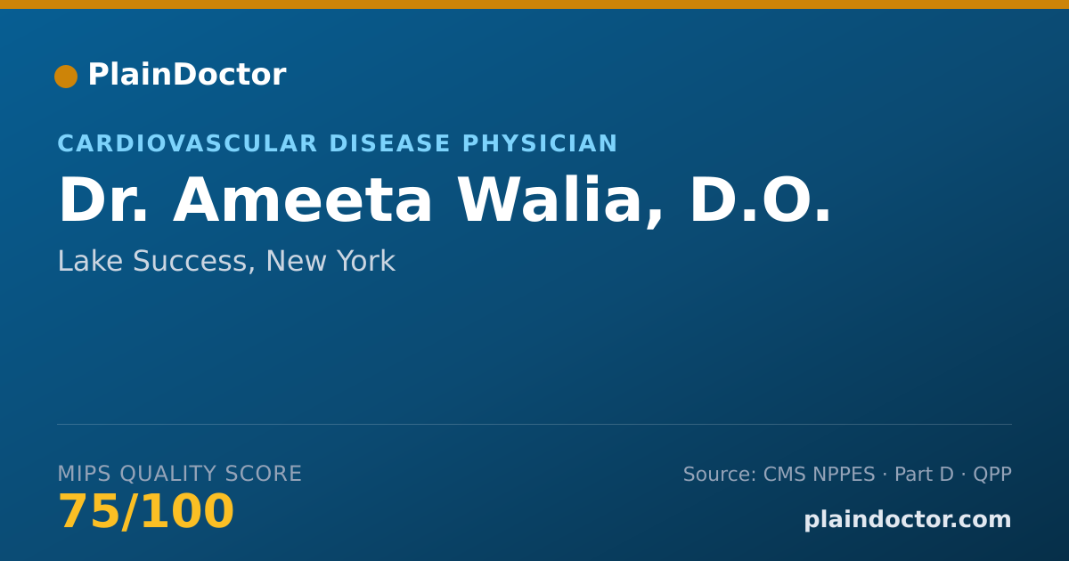 Shareable card for Ameeta Walia, D.O. - Cardiovascular Disease Physician, Lake Success, NY