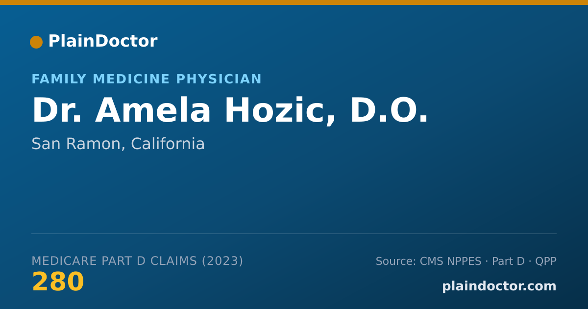 Shareable card for Amela Hozic, D.O. - Family Medicine Physician, San Ramon, CA