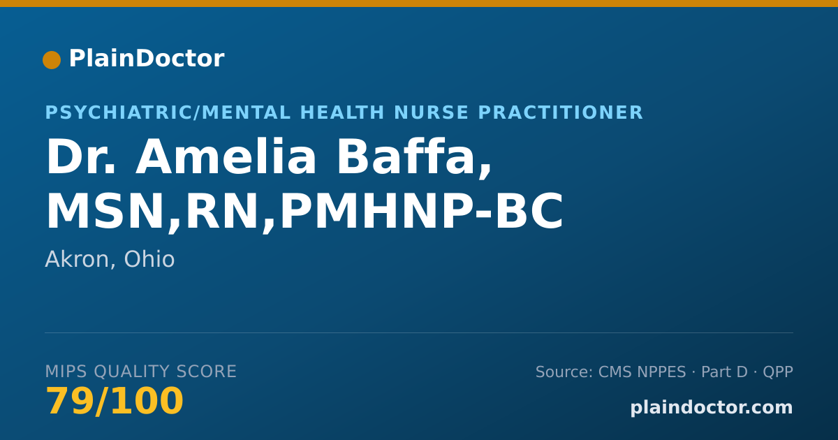 Shareable card for Amelia Baffa, MSN,RN,PMHNP-BC - Psychiatric/Mental Health Nurse Practitioner, Akron, OH