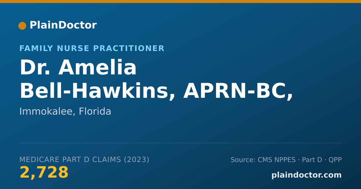 Shareable card for Amelia Bell-Hawkins, APRN-BC, CRNP-F - Family Nurse Practitioner, Immokalee, FL