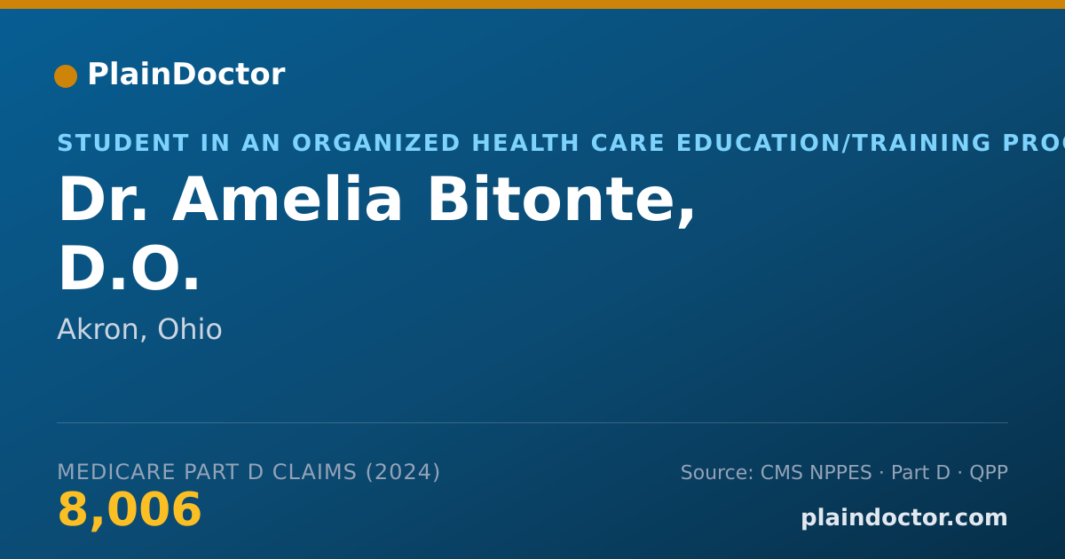Shareable card for Amelia Bitonte, D.O. - Student in an Organized Health Care Education/Training Program, Akron, OH