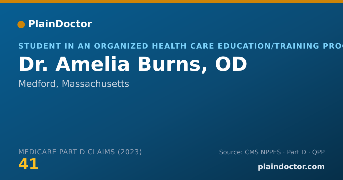 Shareable card for Amelia Burns, OD - Student in an Organized Health Care Education/Training Program, Medford, MA