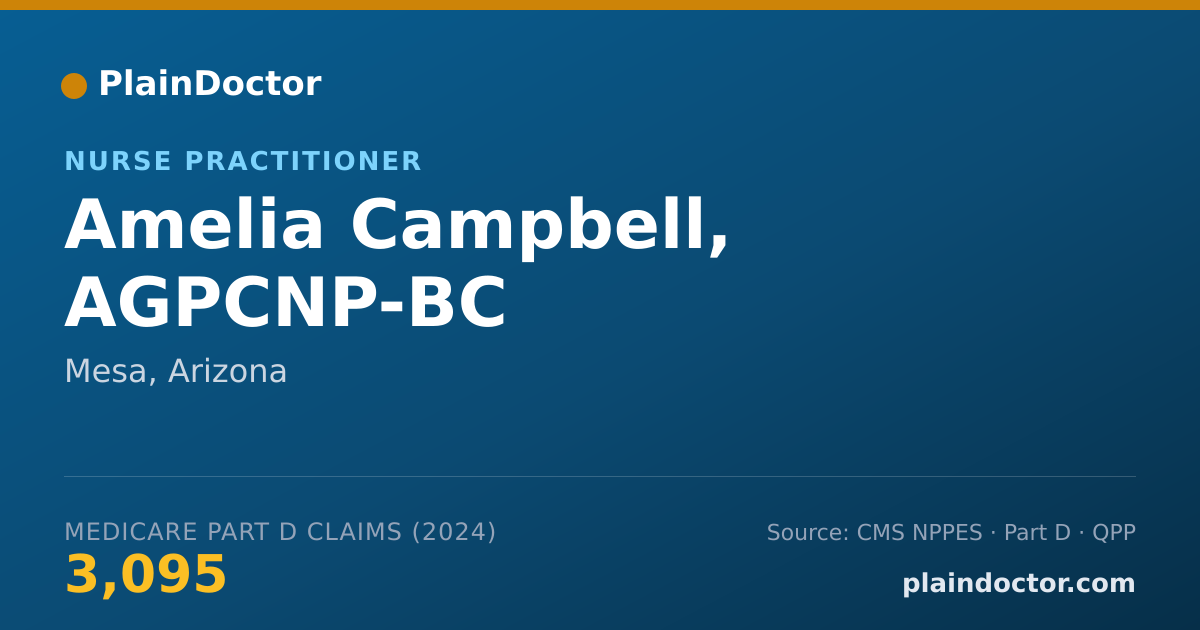 Shareable card for Amelia Campbell, AGPCNP-BC - Nurse Practitioner, Mesa, AZ