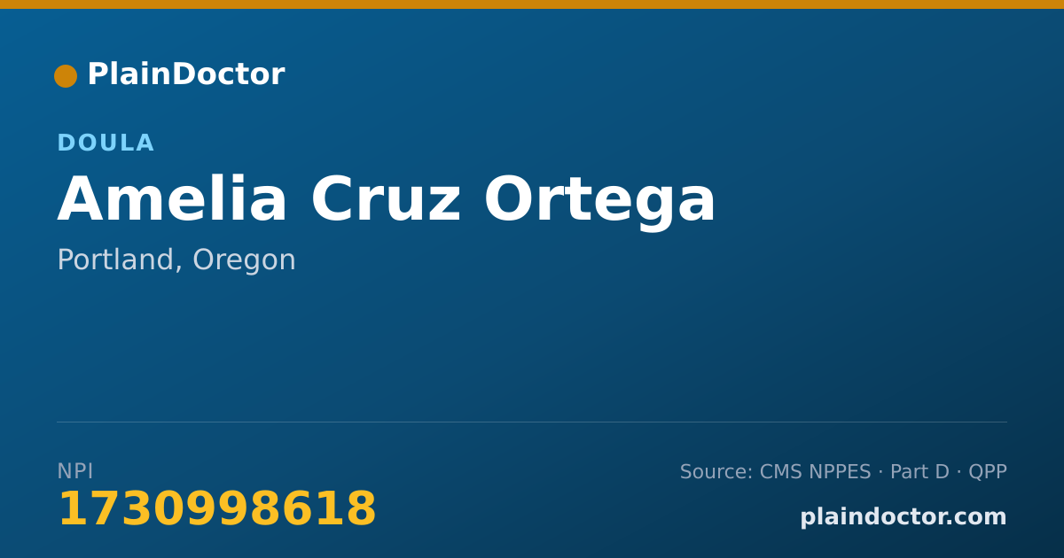 Shareable card for Amelia Cruz Ortega - Doula, Portland, OR