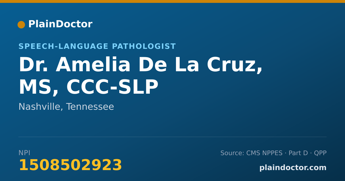 Shareable card for Amelia De La Cruz, MS, CCC-SLP - Speech-Language Pathologist, Nashville, TN