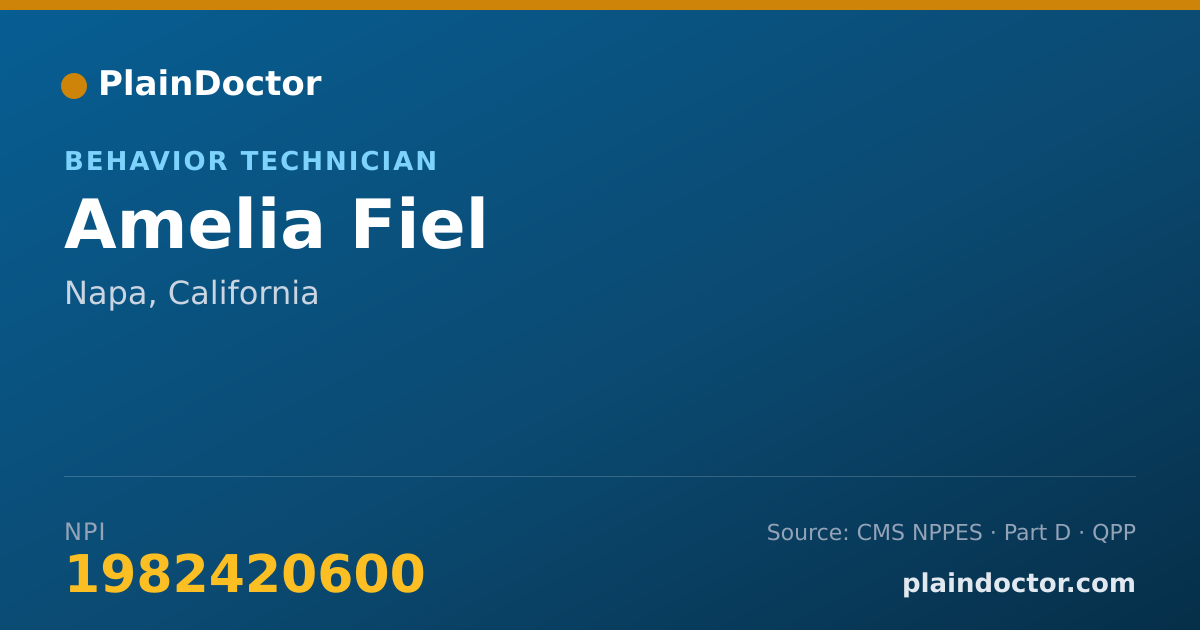 Shareable card for Amelia Fiel - Behavior Technician, Napa, CA
