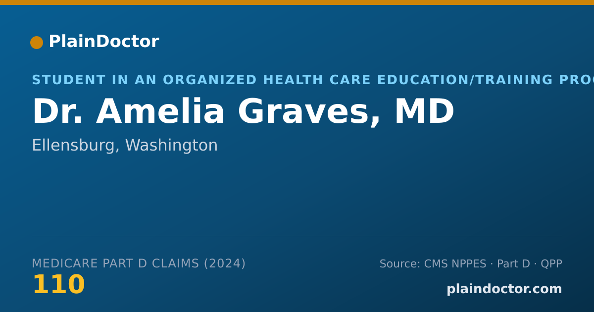Shareable card for Amelia Graves, MD - Student in an Organized Health Care Education/Training Program, Ellensburg, WA