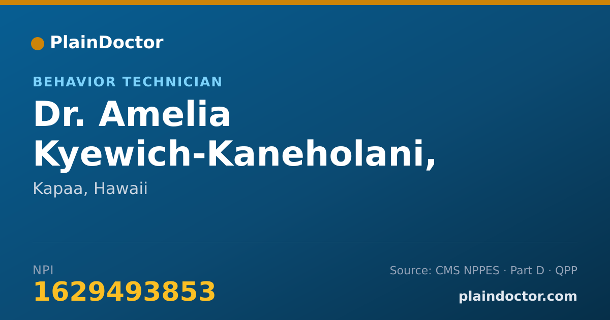 Shareable card for Amelia Kyewich-Kaneholani, BCABA - Behavior Technician, Kapaa, HI