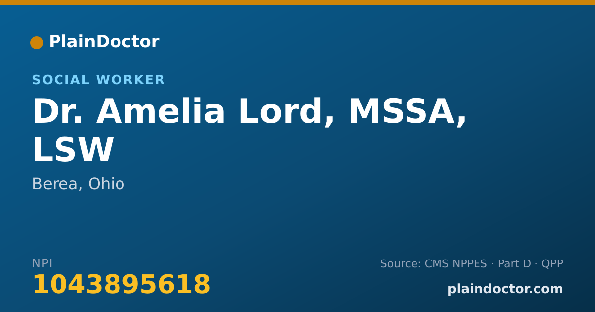 Shareable card for Amelia Lord, MSSA, LSW - Social Worker, Berea, OH