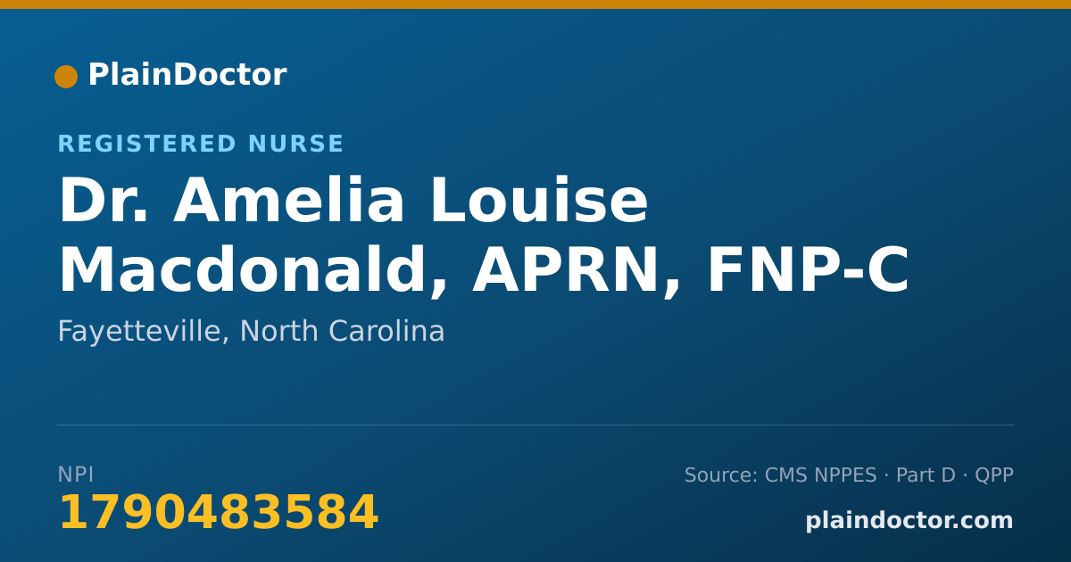 Shareable card for Amelia Louise Macdonald, APRN, FNP-C - Registered Nurse, Fayetteville, NC