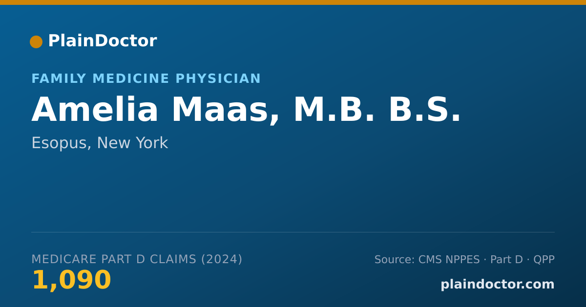 Shareable card for Amelia Maas, M.B. B.S. - Family Medicine Physician, Esopus, NY