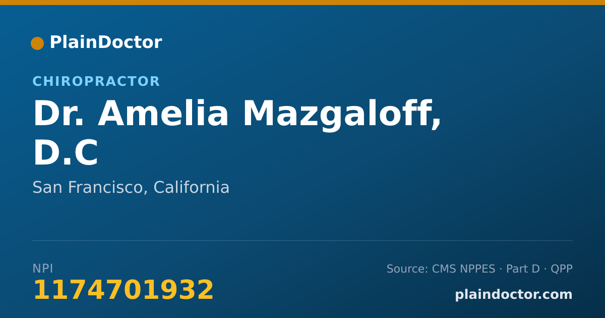 Shareable card for Amelia Mazgaloff, D.C - Chiropractor, San Francisco, CA