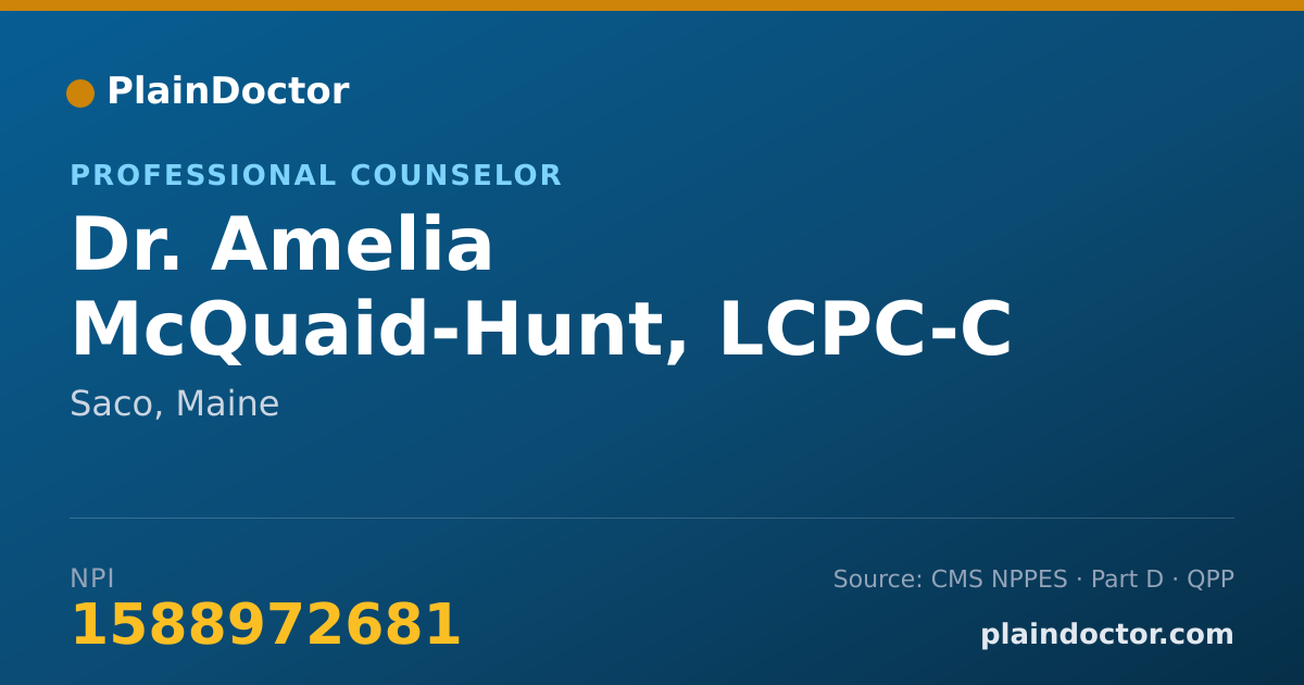 Shareable card for Amelia McQuaid-Hunt, LCPC-C - Professional Counselor, Saco, ME