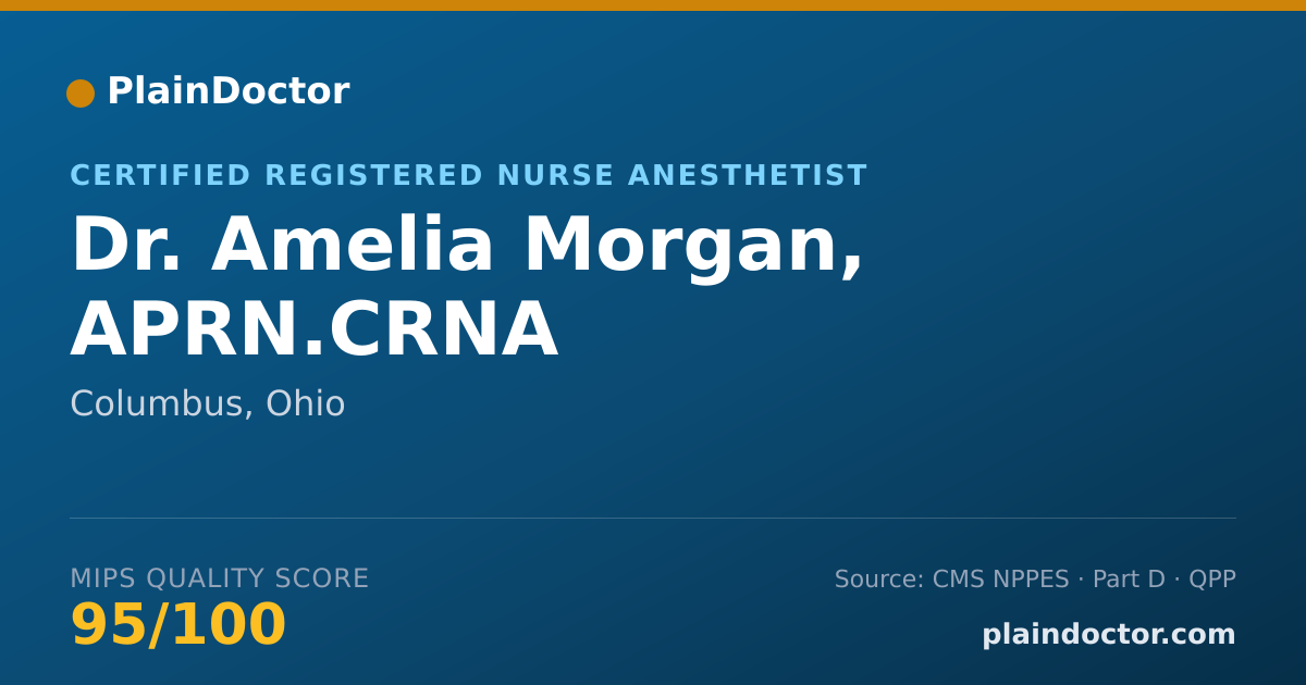 Shareable card for Amelia Morgan, APRN.CRNA - Certified Registered Nurse Anesthetist, Columbus, OH