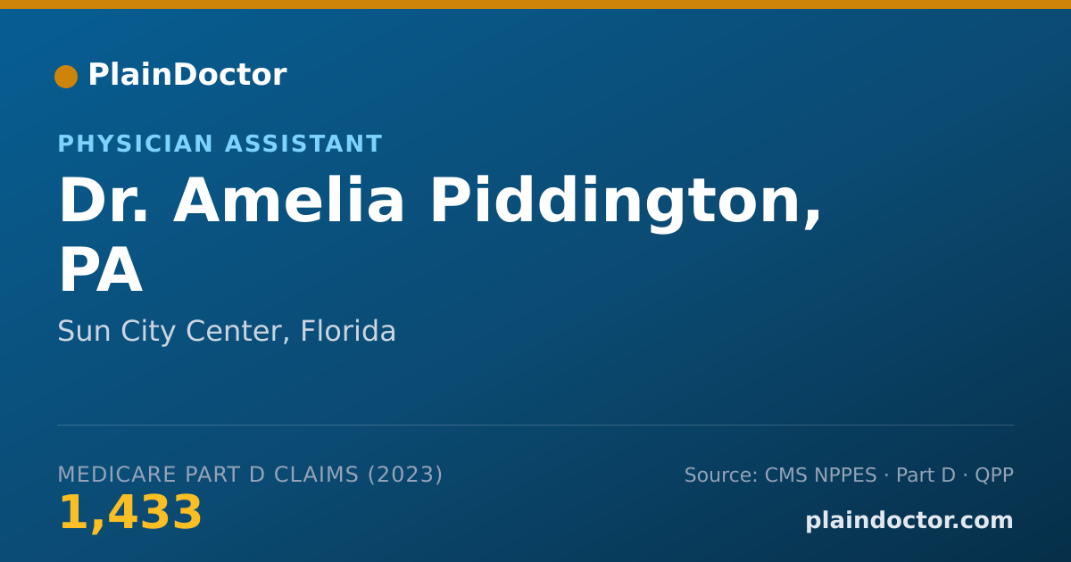 Shareable card for Amelia Piddington, PA - Physician Assistant, Sun City Center, FL