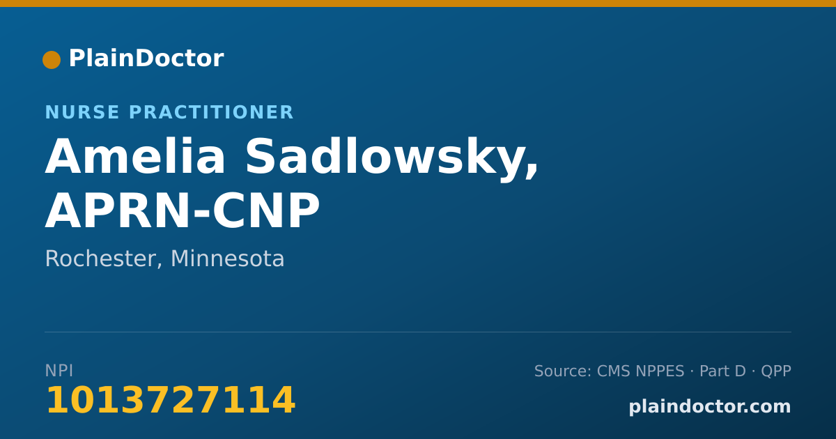 Shareable card for Amelia Sadlowsky, APRN-CNP - Nurse Practitioner, Rochester, MN