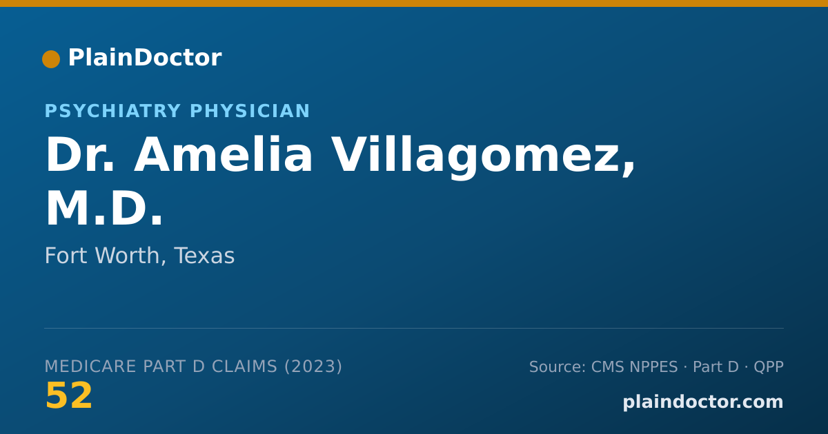Shareable card for Amelia Villagomez, M.D. - Psychiatry Physician, Fort Worth, TX